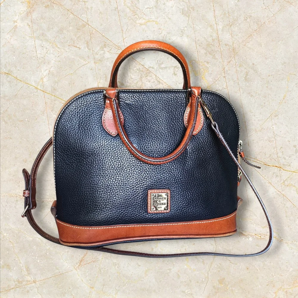 Dooney & Bourke Black and Brown Leather Satchel